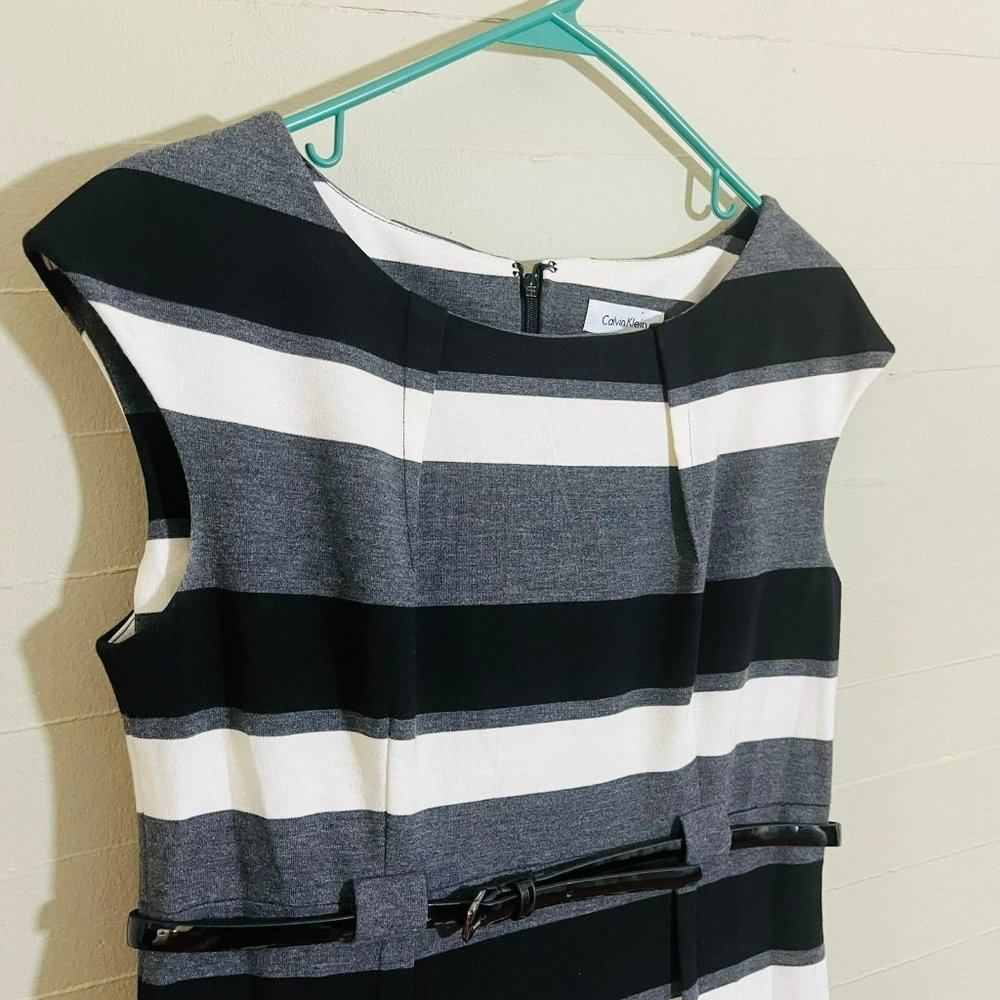 Calvin Klein Black and White Striped Mini Dress - Picture 4 of 9